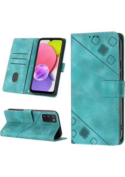 Galaxy A03S Için Deri Cüzdan Flip Stand Telefon Kılıfı - Yeşil (Yurt Dışından)
