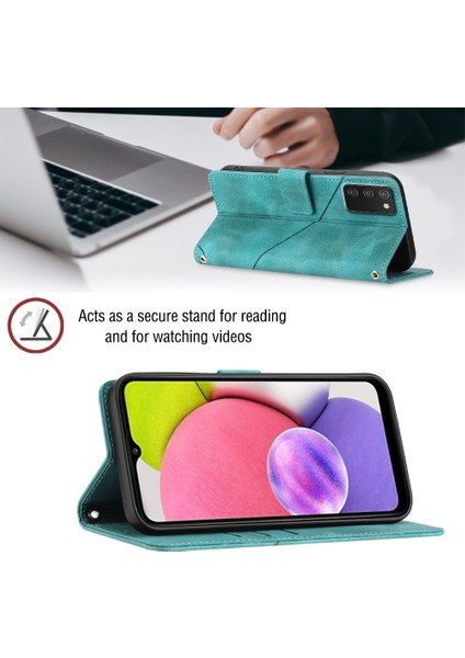 Galaxy A03S Için Deri Cüzdan Flip Stand Telefon Kılıfı - Yeşil (Yurt Dışından)