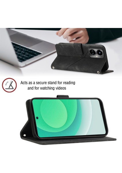 Camon 19 Için Deri Cüzdan Flip Stand Telefon Kılıfı - Siyah (Yurt Dışından) fırsatları