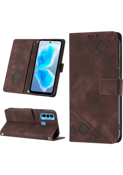 Camon 18I Için Deri Cüzdan Flip Stand Telefon Kılıfı - Kahverengi (Yurt Dışından) fiyatları