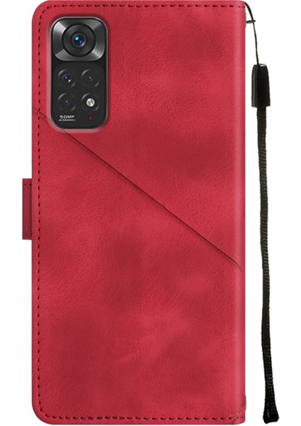 Redmi Note 11S / Note 11 4g Için Deri Cüzdan Flip Stand Telefon Kılıfı - Kırmızı (Yurt Dışından)