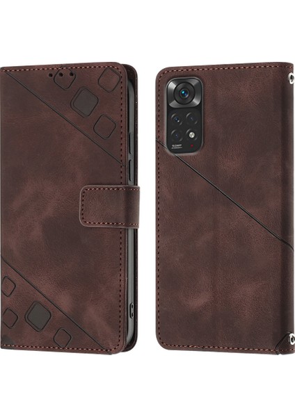 Redmi Note 11S / Note 11 4g Için Deri Cüzdan Flip Stand Telefon Kılıfı - Kahverengi (Yurt Dışından)