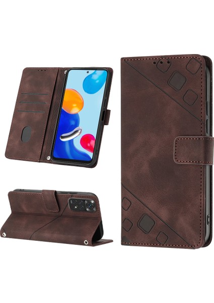 Redmi Note 11S / Note 11 4g Için Deri Cüzdan Flip Stand Telefon Kılıfı - Kahverengi (Yurt Dışından)