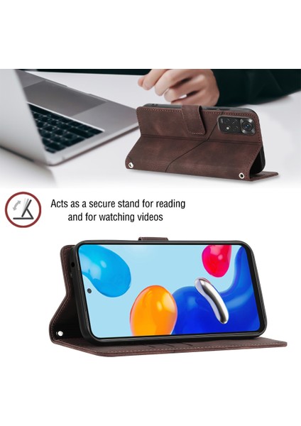 Redmi Note 11S / Note 11 4g Için Deri Cüzdan Flip Stand Telefon Kılıfı - Kahverengi (Yurt Dışından)
