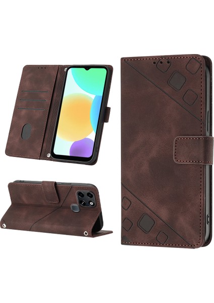 Smart 6 Için Deri Cüzdan Flip Stand Telefon Kılıfı - Kahverengi (Yurt Dışından)