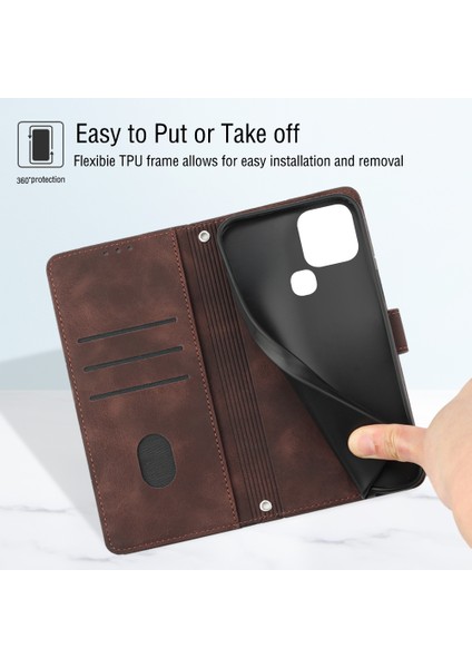 Smart 6 Için Deri Cüzdan Flip Stand Telefon Kılıfı - Kahverengi (Yurt Dışından)
