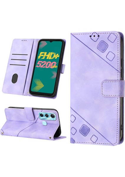 Hot 11 Için Deri Cüzdan Flip Stand Telefon Kılıfı - Mor (Yurt Dışından)