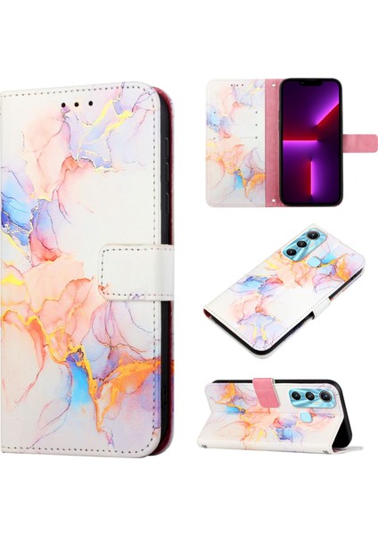 Hot 11 Için Mermer Desenli Pu Deri Cüzdan Telefon Kılıfı - Renkli (Yurt Dışından)
