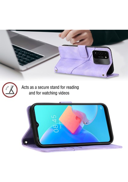 Spark Go 2022/SPARK 8c Için Deri Cüzdan Flip Stand Telefon Kılıfı - Mor (Yurt Dışından) fırsatları