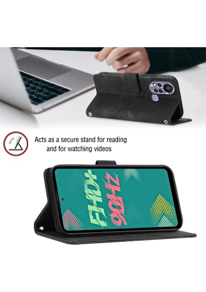 Hot 11S Için Deri Cüzdan Flip Stand Telefon Kılıfı - Siyah (Yurt Dışından)
