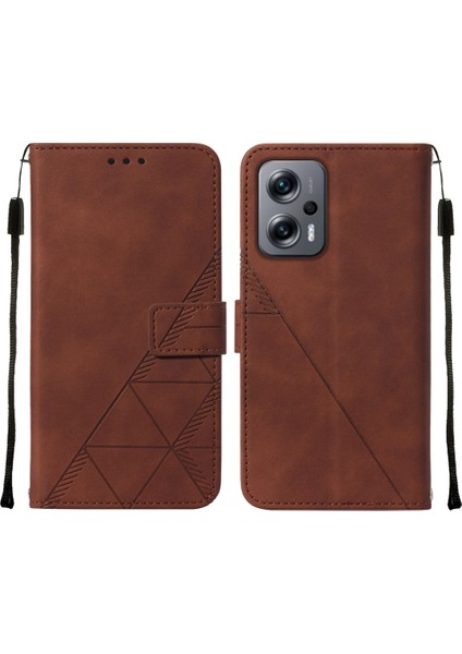 Poco X4 Gt 5g Için Kabartmalı Pu Deri Stand Cüzdan Telefon Kılıfı - Kahverengi (Yurt Dışından)