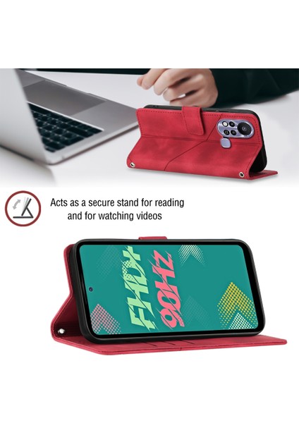 Hot 11S Için Deri Cüzdan Flip Stand Telefon Kılıfı - Kırmızı (Yurt Dışından)