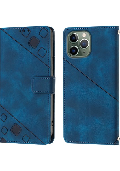 iPhone 11 Pro Max Için Deri Cüzdan Flip Stand Telefon Kılıfı - Mavi (Yurt Dışından)