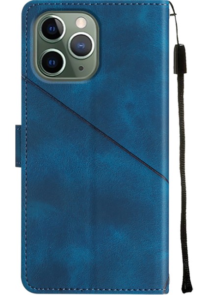 iPhone 11 Pro Max Için Deri Cüzdan Flip Stand Telefon Kılıfı - Mavi (Yurt Dışından)