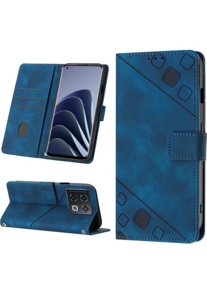 ONEPLUS10 Pro 5g Için Deri Cüzdan Flip Stand Telefon Kılıfı - Mavi (Yurt Dışından)