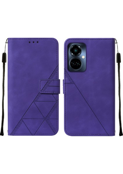 Camon 19 Pro 5g Için Kabartmalı Pu Deri Stand Cüzdan Telefon Kılıfı - Mor (Yurt Dışından)