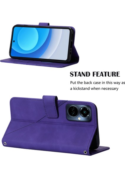 Camon 19 Pro 5g Için Kabartmalı Pu Deri Stand Cüzdan Telefon Kılıfı - Mor (Yurt Dışından) fiyatları