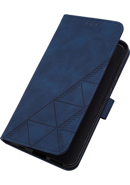 12 Lite Için Kabartmalı Pu Deri Stand Cüzdan Telefon Kılıfı - Mavi (Yurt Dışından)