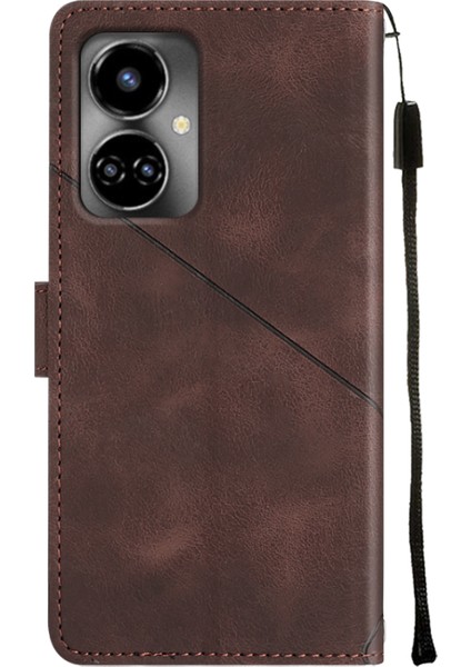Camon 19 Için Deri Cüzdan Flip Stand Telefon Kılıfı - Kahverengi (Yurt Dışından) modelleri