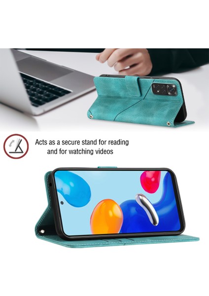 Redmi Note 11S / Note 11 4g Için Deri Cüzdan Flip Stand Telefon Kılıfı - Yeşil (Yurt Dışından)