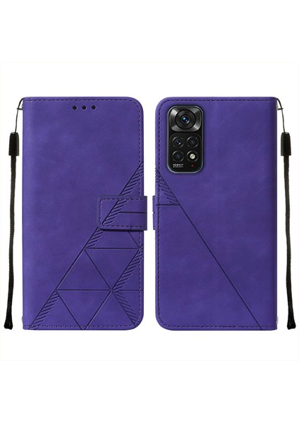 Redmi Note 11S / NOTE11 4g Için Kabartmalı Pu Deri Stand Cüzdan Telefon Kılıfı - Mor (Yurt Dışından)