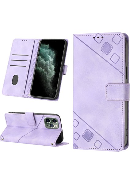 iPhone 11 Pro Max Için Deri Cüzdan Flip Stand Telefon Kılıfı - Mor (Yurt Dışından)