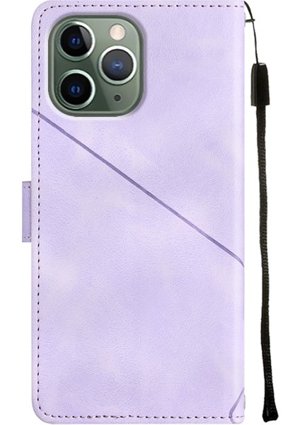 iPhone 11 Pro Max Için Deri Cüzdan Flip Stand Telefon Kılıfı - Mor (Yurt Dışından)
