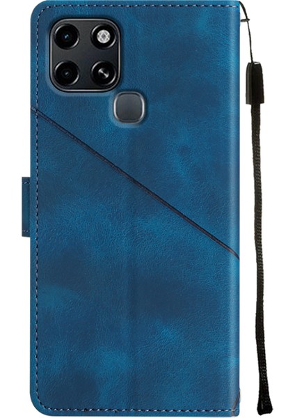 Smart 6 Için Deri Cüzdan Flip Stand Telefon Kılıfı - Mavi (Yurt Dışından)