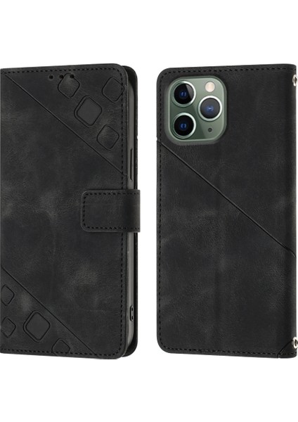 iPhone 11 Pro Max Için Deri Cüzdan Flip Stand Telefon Kılıfı - Siyah (Yurt Dışından)