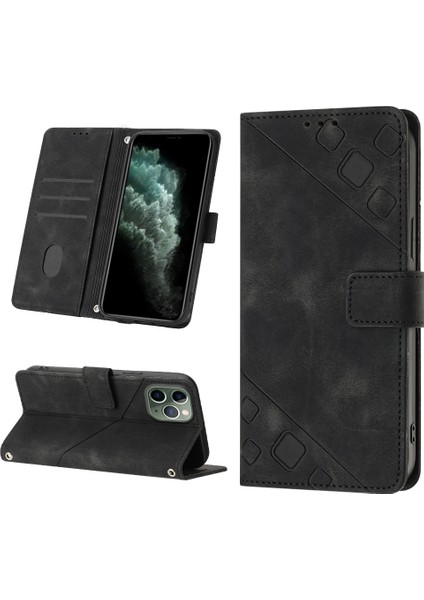 iPhone 11 Pro Max Için Deri Cüzdan Flip Stand Telefon Kılıfı - Siyah (Yurt Dışından)