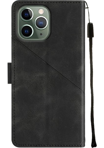 iPhone 11 Pro Max Için Deri Cüzdan Flip Stand Telefon Kılıfı - Siyah (Yurt Dışından)