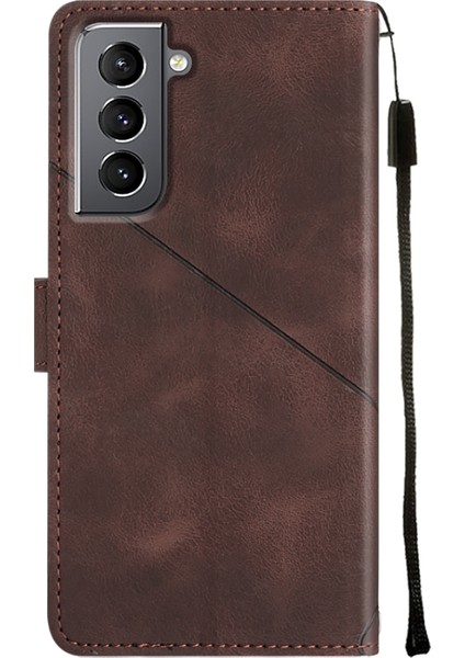 Galaxy S21 5g Için Deri Cüzdan Flip Stand Telefon Kılıfı - Kahverengi (Yurt Dışından)
