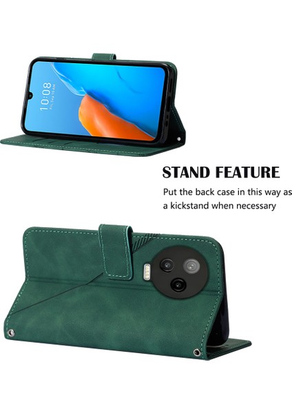 Note 12 Pro 4g Için Kabartmalı Pu Deri Stand Cüzdan Telefon Kılıfı - Yeşil (Yurt Dışından)