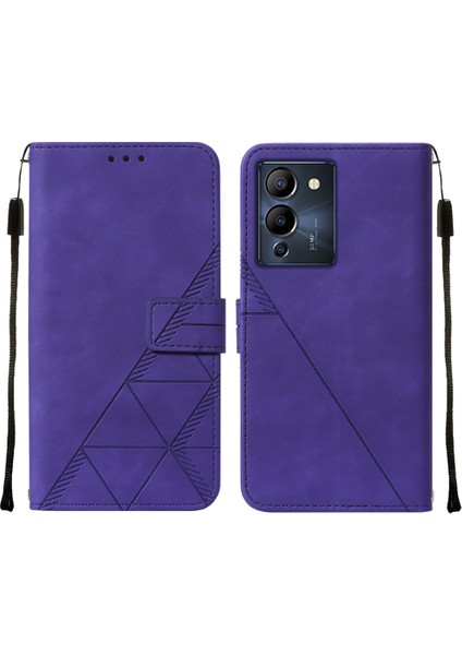 Note 12 G96 Için Kabartmalı Pu Deri Stand Cüzdan Telefon Kılıfı - Mor (Yurt Dışından)