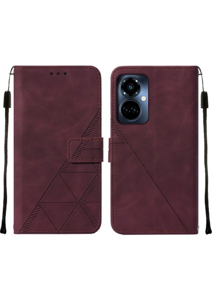Camon 19 Pro 5g Için Kabartmalı Pu Deri Stand Cüzdan Telefon Kılıfı - Kırmızı (Yurt Dışından)