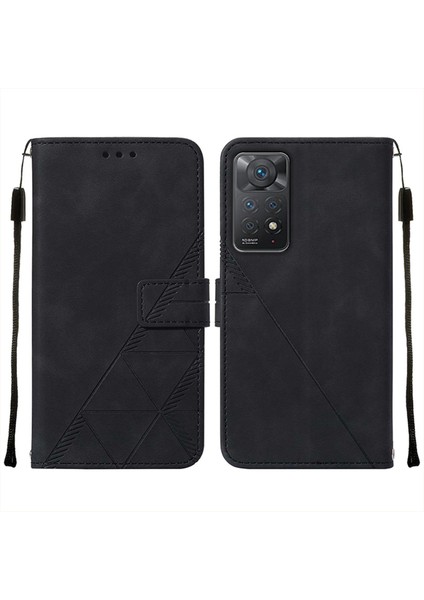 Redmi Note 11 Pro 5g / 4g Için Kabartmalı Pu Deri Stand Cüzdan Telefon Kılıfı - Siyah (Yurt Dışından)