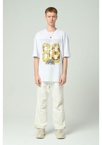 Erkek Motif Baskılı Oversize Kısa Kollu T-Shirt fiyatları