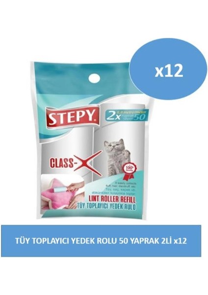 Tüy Toplayıcı Yedek Rulo 50 Yapraklı 2Li x12