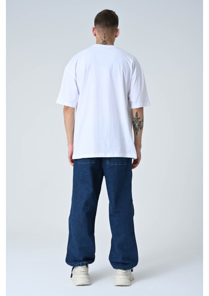 Erkek Harf Kabartma Bsakılı Kısa Kollu Oversize Basic T-Shirt fırsatları