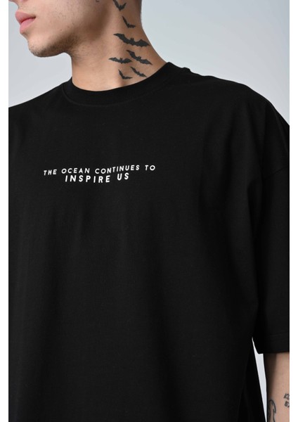 Erkek Harf Kabartma Bsakılı Kısa Kollu Oversize Basic T-Shirt fiyatları