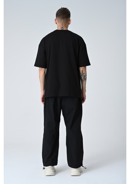 Erkek Harf Kabartma Bsakılı Kısa Kollu Oversize Basic T-Shirt indirimleri