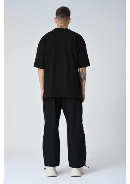 Erkek Yazı Kabartma Baskılı Kısa Kollu Oversize Basic T-Shirt modelleri