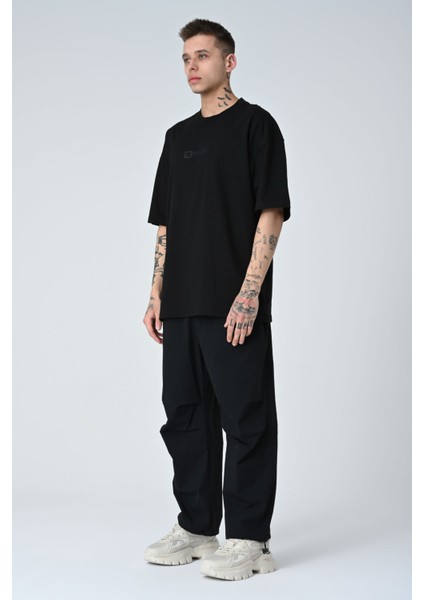 Erkek Yazı Kabartma Baskılı Kısa Kollu Oversize Basic T-Shirt fırsatları