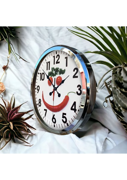 Krom Metal Çerçeveli Salon Ofis Otel Duvar Saati 52 cm A20 fiyatları