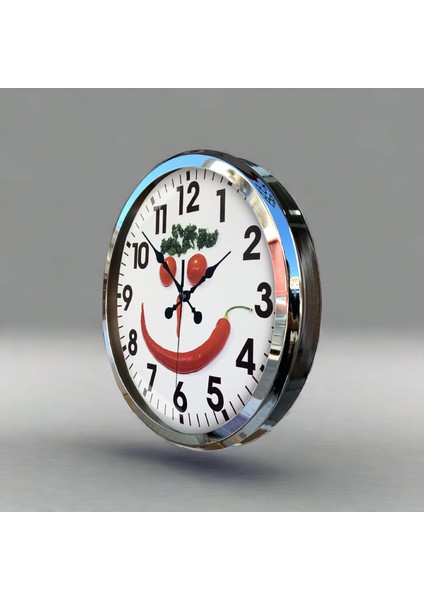 Krom Metal Çerçeveli Salon Ofis Otel Duvar Saati 52 cm A20 fırsatları