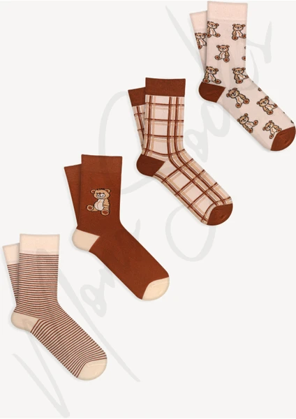 Mono Socks 4'lü Teddy Bear Tembel Ayıcıklı Çorap