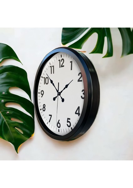 Siyah Metal Çerçeveli Salon Ofis Otel Duvar Saati 52 cm A21 fırsatları