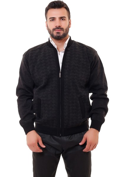 Erkek Siyah Çelik Örgü Triko Mont