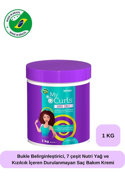 My Curls - Bukle Belirginleştirici, 7 Çeşit Nutri Yağ Ve Kızılcık Içeren Durulanmayan Saç Bakım Kremi 1kg