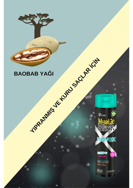 Mystıc Black - Yıpranmış Kuru Saçlar Için Saç Uçlarını Onarıcı Baobab Yağı Içeren Şampuan 300ml indirimleri